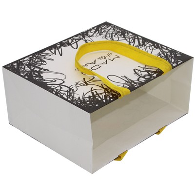 White Kraft Paper Bag with Bright Yellow Handle